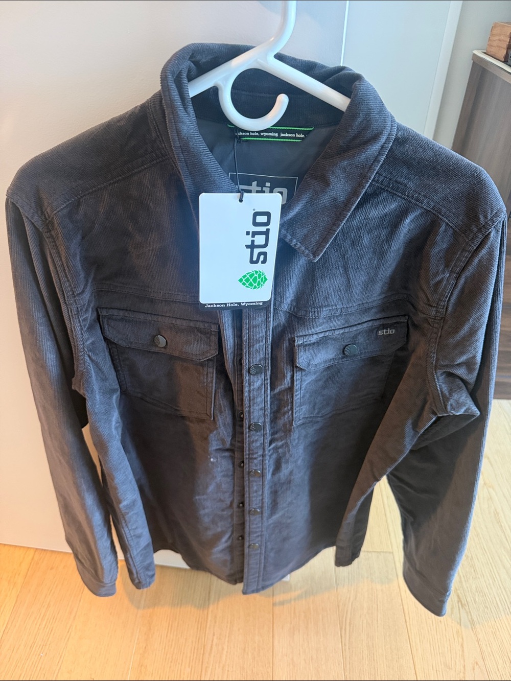 Stio Men's Charcoal Button-Front Shirt Jacket